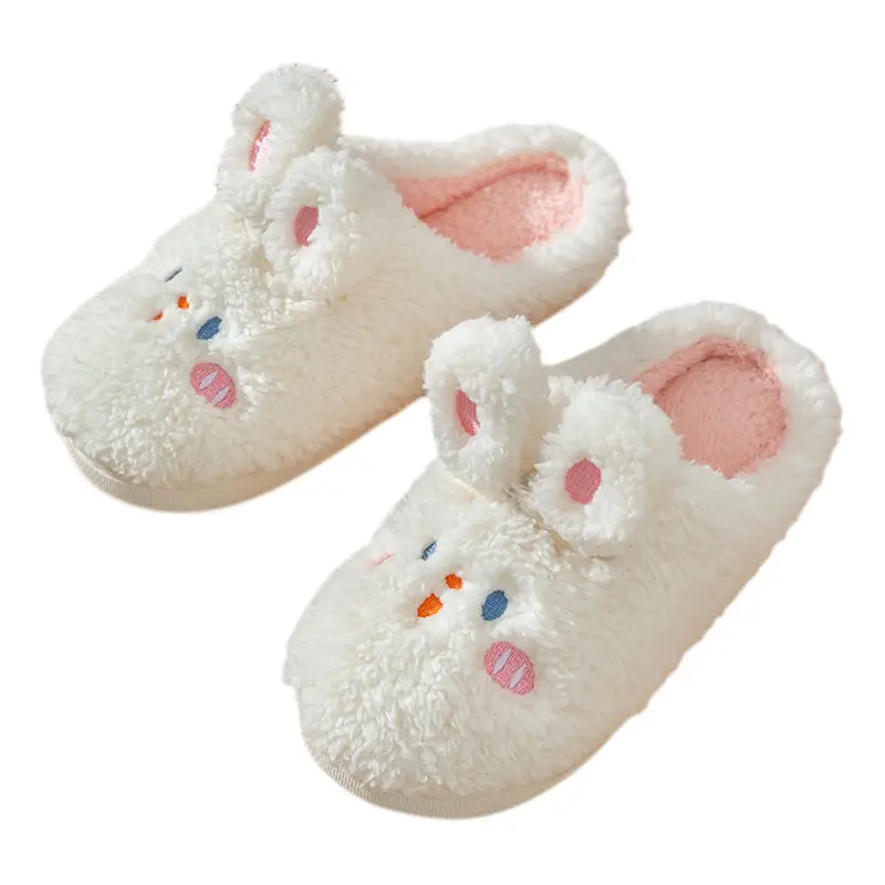 Cartoon Rabbit Cotton Slippers for Women, Autumn and Winter Indoor Home Bedroom Warm Plush Thick-Soled Comfortable Maternity Slippers