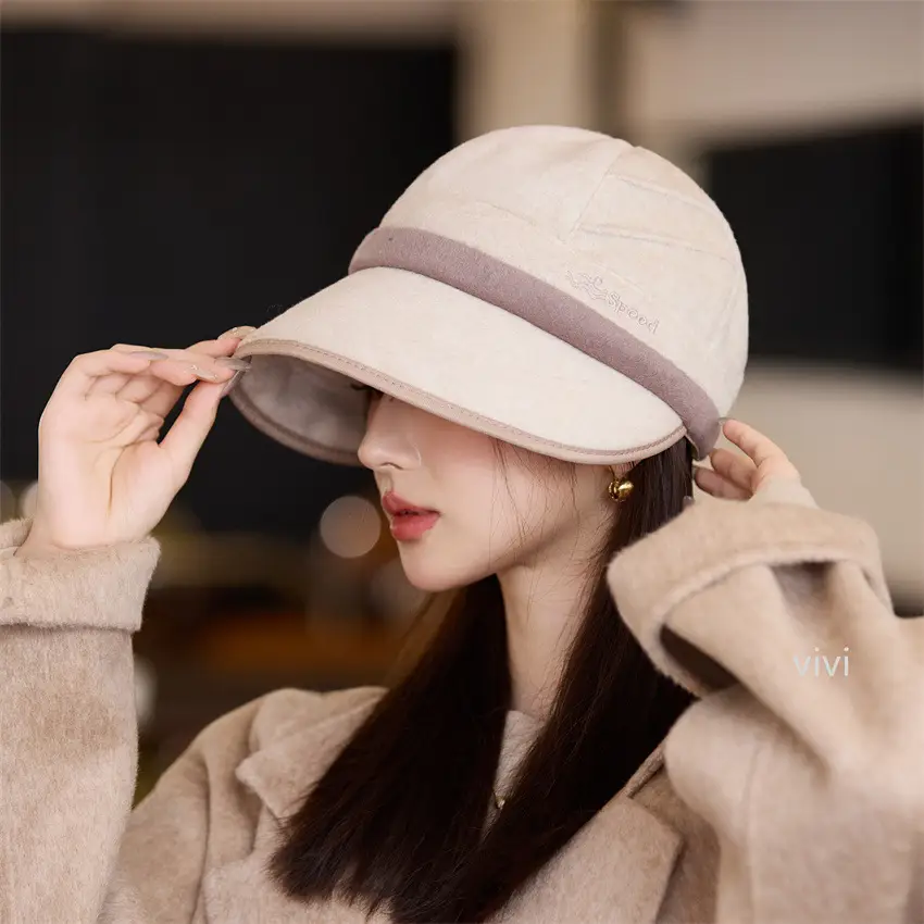Women Wool Peaked Cap Windproof Warm Winter Hat - Image 2
