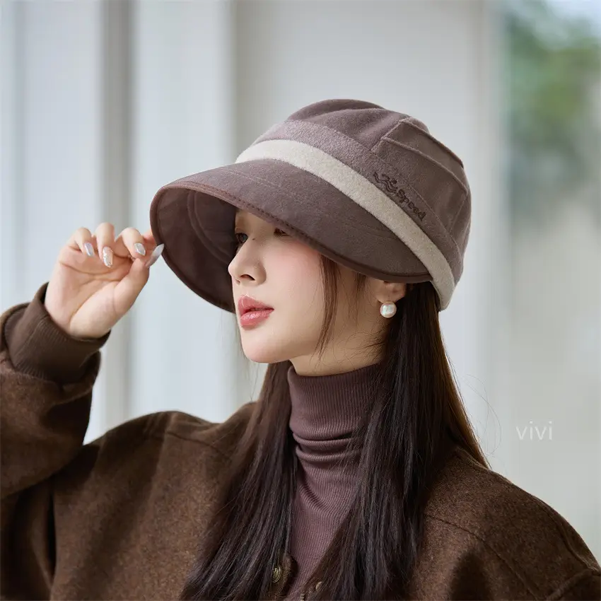 Women Wool Peaked Cap Windproof Warm Winter Hat - Image 4