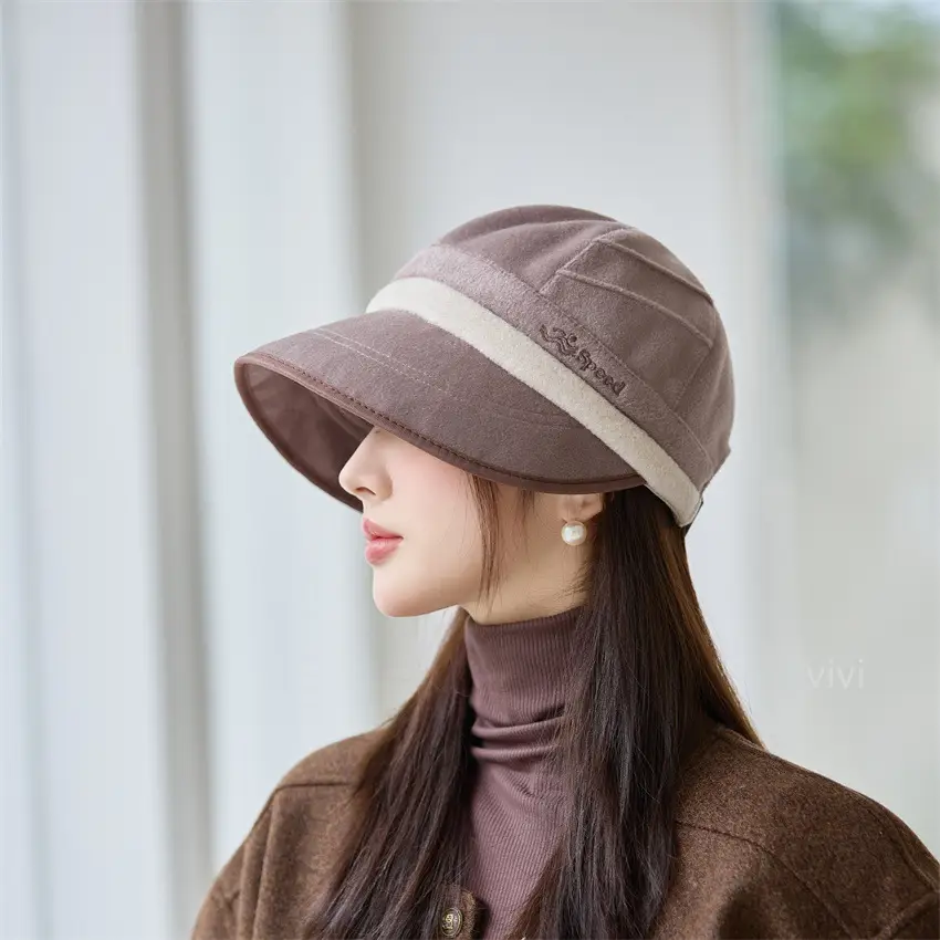 Women Wool Peaked Cap Windproof Warm Winter Hat — feature 1