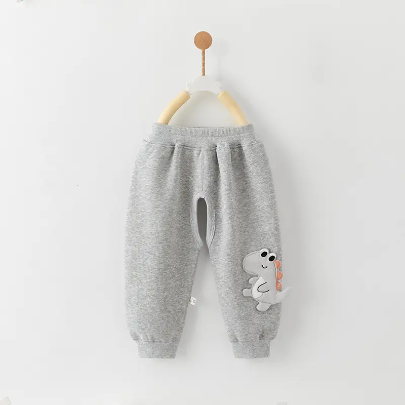 Baby Open-Crotch Pants Clothes Children's Sports Pants Boys' Fleece-Lined Long Pants Winter Outfit Autumn and Winter Baby Casual Pants for Outdoor Wear — feature 11