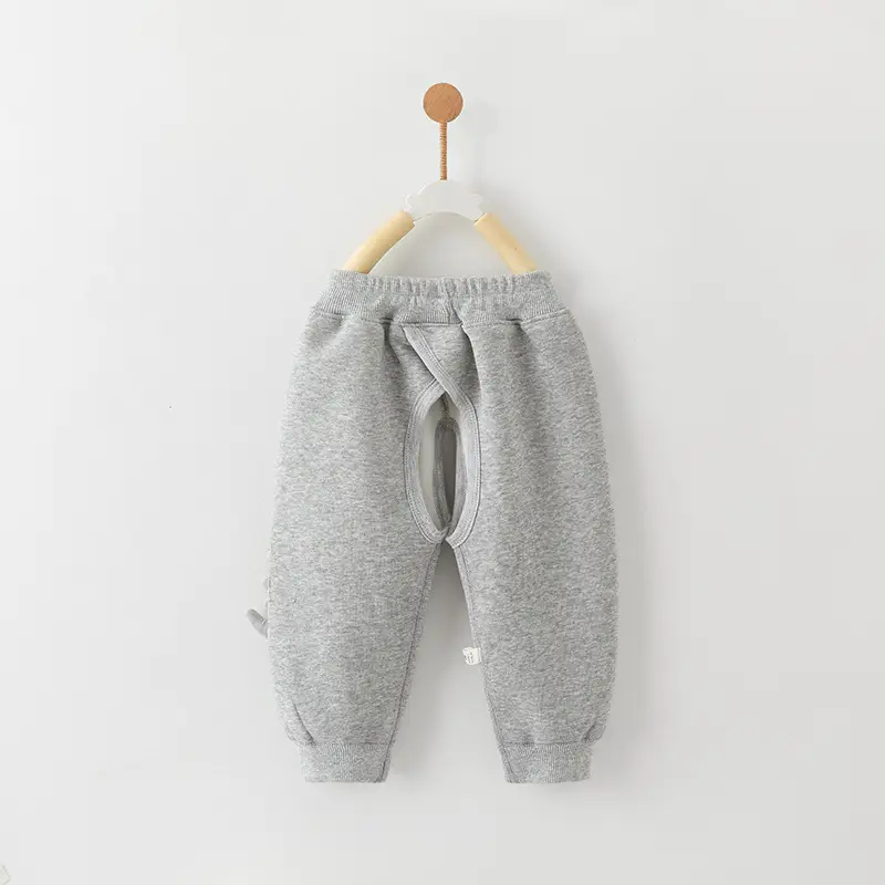 Baby Open-Crotch Pants Clothes Children's Sports Pants Boys' Fleece-Lined Long Pants Winter Outfit Autumn and Winter Baby Casual Pants for Outdoor Wear — feature 12
