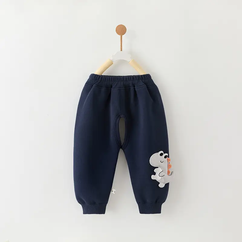Baby Open-Crotch Pants Clothes Children's Sports Pants Boys' Fleece-Lined Long Pants Winter Outfit Autumn and Winter Baby Casual Pants for Outdoor Wear — feature 8