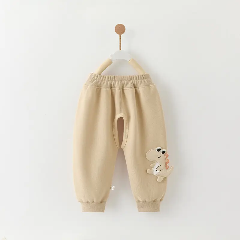 Baby Open-Crotch Pants Clothes Children's Sports Pants Boys' Fleece-Lined Long Pants Winter Outfit Autumn and Winter Baby Casual Pants for Outdoor Wear — feature 9
