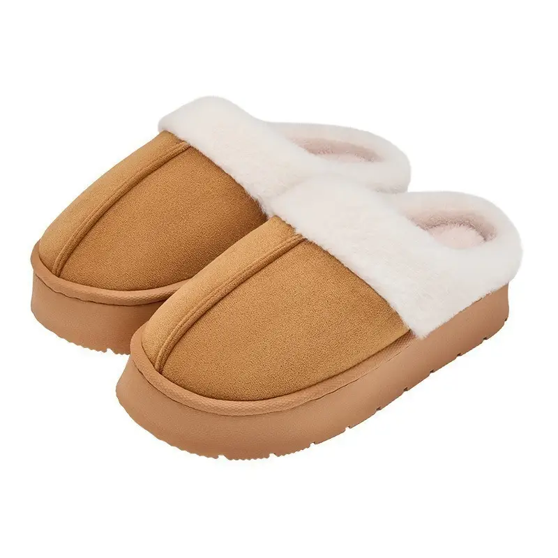 Women Winter Warm Stuffed Slippers Grey White