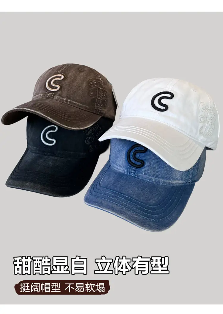 2025 Korean Style Embroidered Letter C Cap for Women — feature 3