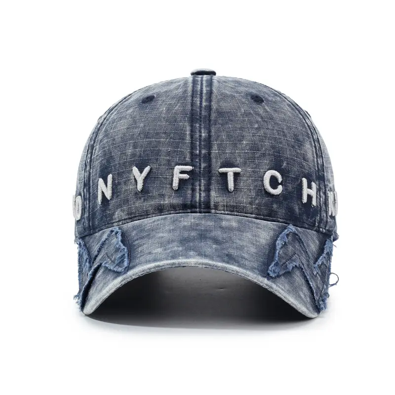 NYFTACH Washed Letter Embroidered Duckbill Cap - Image 9