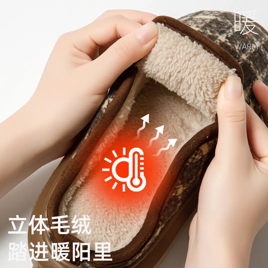 2026 New Cotton Slippers for Women, Autumn and Winter Indoor Home Warm Plush Comfortable Non-Slip Thick-Soled Silent Cotton Slippers for Men - Image 4