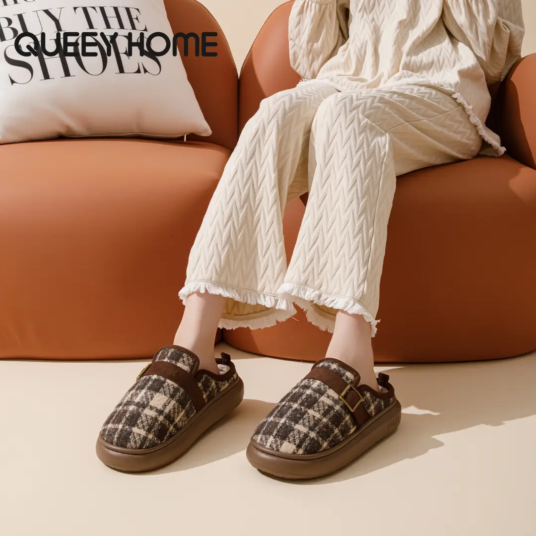 2026 New Cotton Slippers for Women, Autumn and Winter Indoor Home Warm Plush Comfortable Non-Slip Thick-Soled Silent Cotton Slippers for Men - Image 5