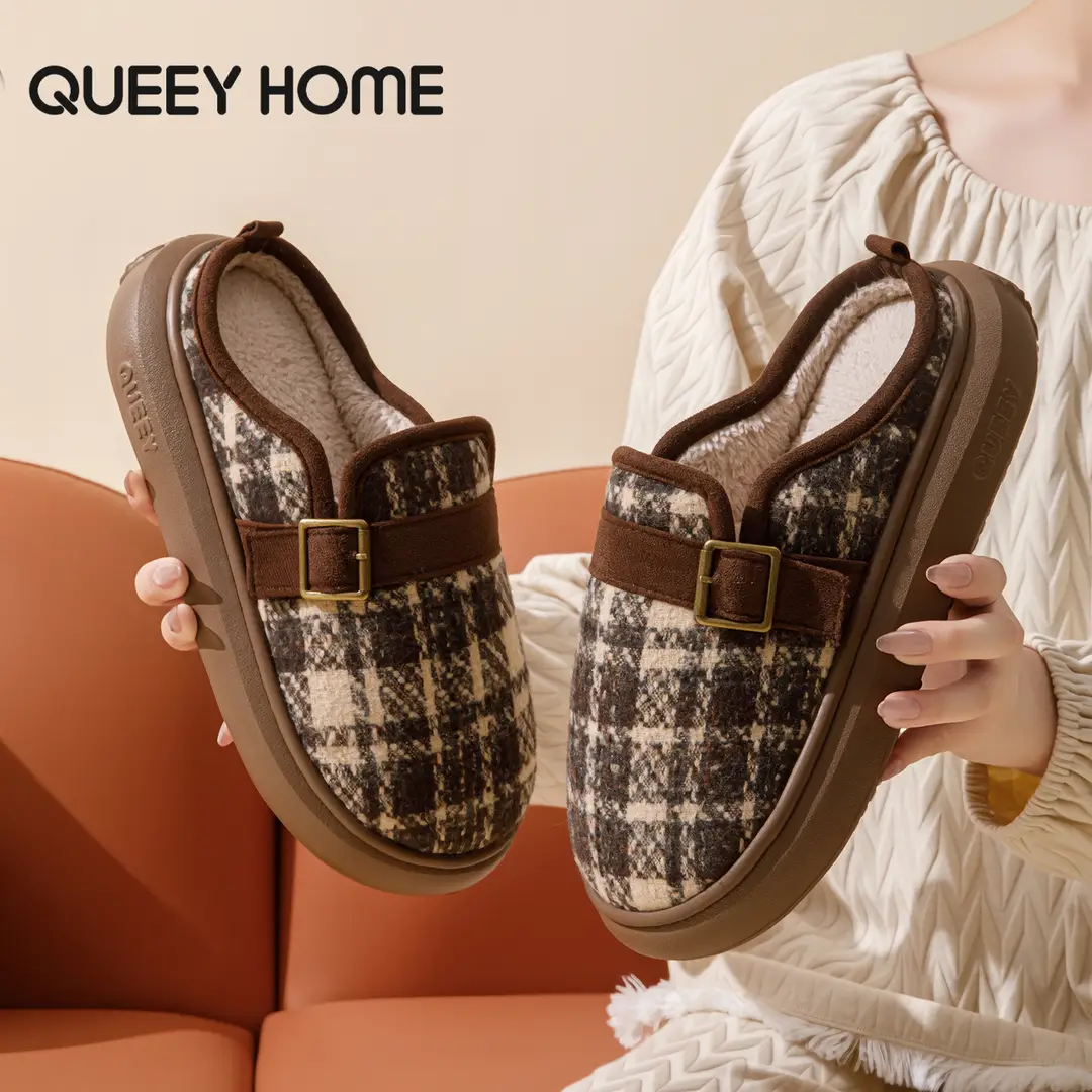 2026 New Cotton Slippers for Women, Autumn and Winter Indoor Home Warm Plush Comfortable Non-Slip Thick-Soled Silent Cotton Slippers for Men - Image 6