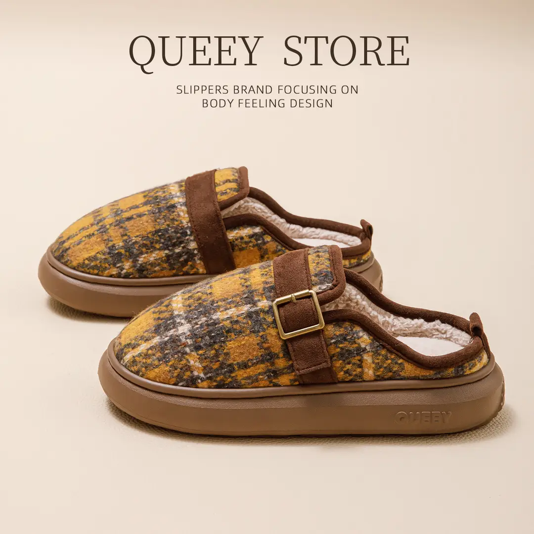 2026 New Cotton Slippers for Women, Autumn and Winter Indoor Home Warm Plush Comfortable Non-Slip Thick-Soled Silent Cotton Slippers for Men - Image 2