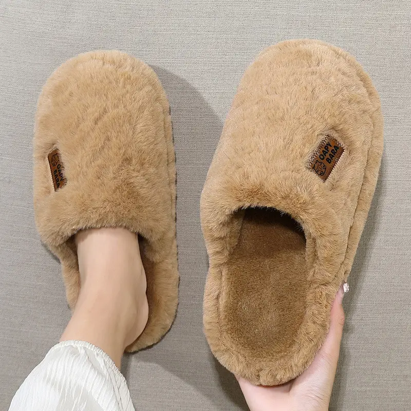 Home Cotton Slippers for Women, Winter Thick-Soled, Plush, Thickened, Warm, Non-Slip, Men's Winter Furry Slippers, Men's Winter Slippers - Image 6