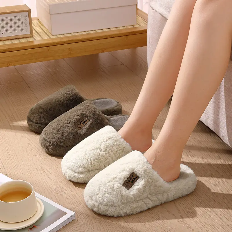 Home Cotton Slippers for Women, Winter Thick-Soled, Plush, Thickened, Warm, Non-Slip, Men's Winter Furry Slippers, Men's Winter Slippers - Image 7