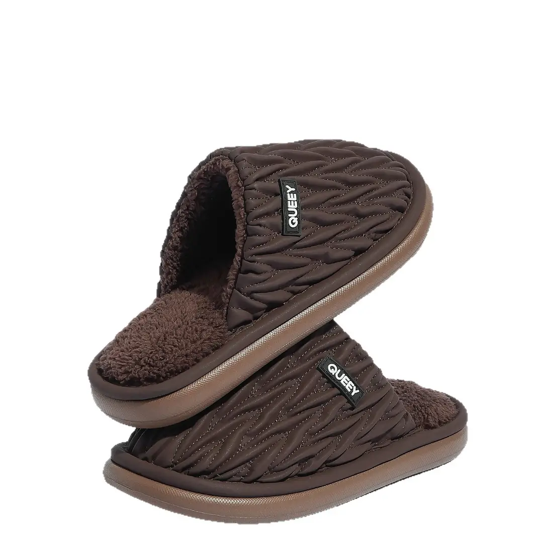 Waterproof Cotton Slippers for Men, Autumn and Winter 2026, Non-Slip, Thick-Soled, Antibacterial, Odor-Resistant, Warm, Closed-Toe Cotton Slippers for Women, Odor-Resistant