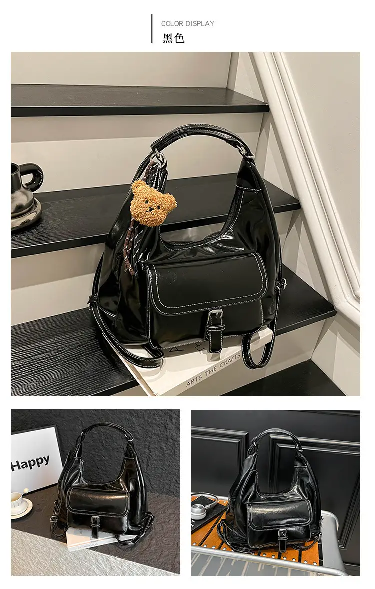 Retro Black Women's Shoulder Bag 2025 Autumn — feature 15