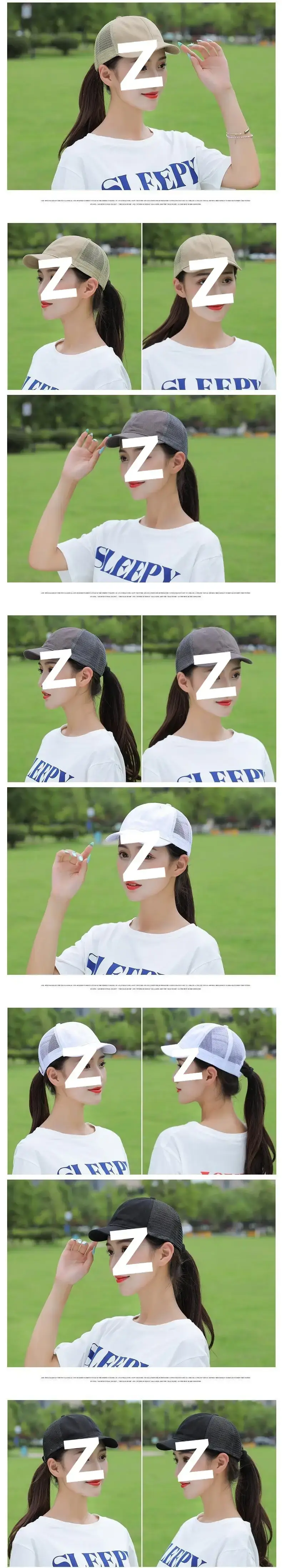Women's Khaki Mesh Cap with Short Brim Summer — feature 2
