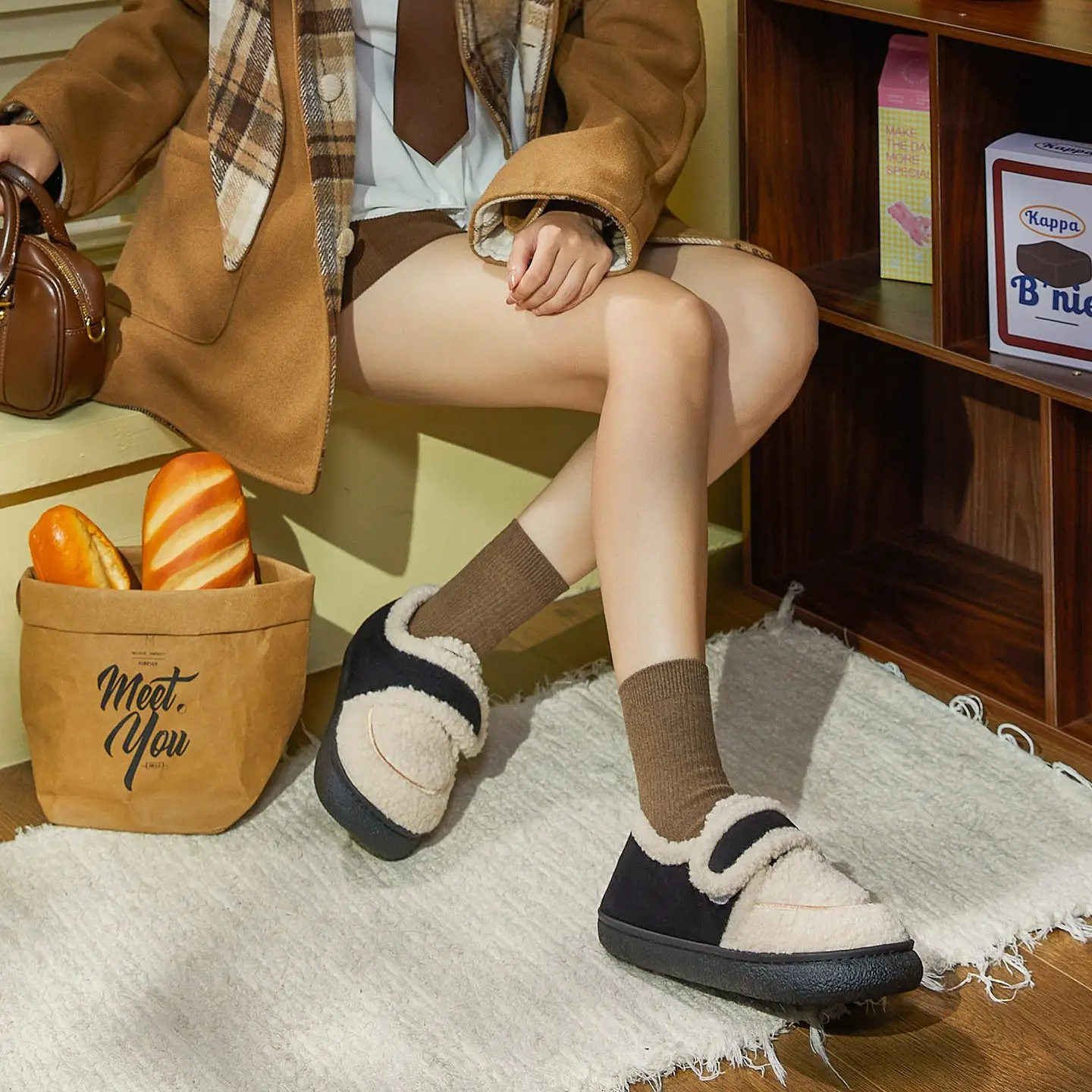 Girls Warm Cotton Loafers with Velcro Closure - Image 7