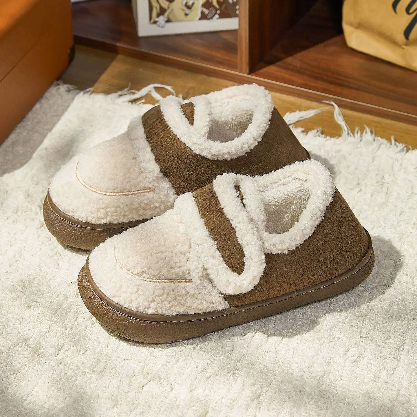 Girls Warm Cotton Loafers with Velcro Closure - Image 2