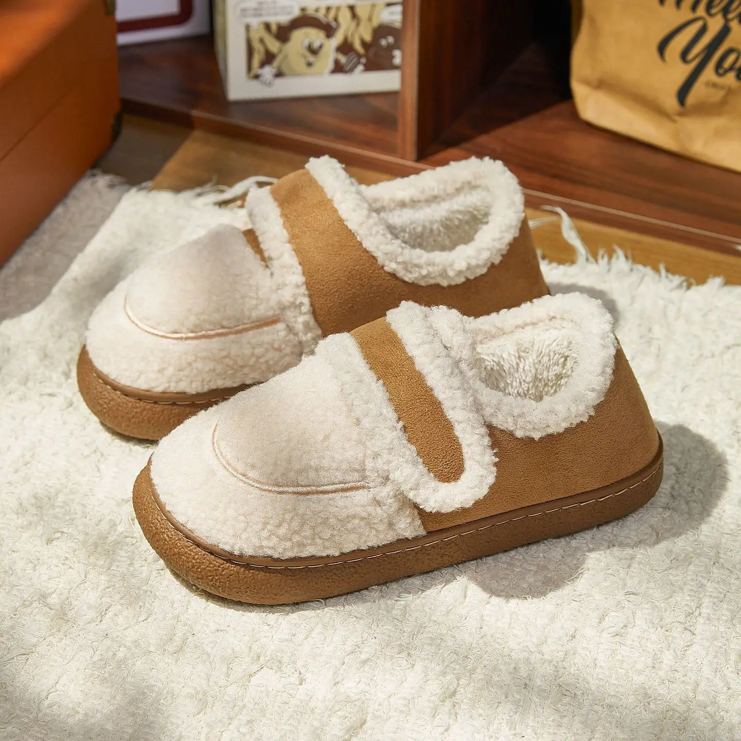 Girls Warm Cotton Loafers with Velcro Closure - Image 3
