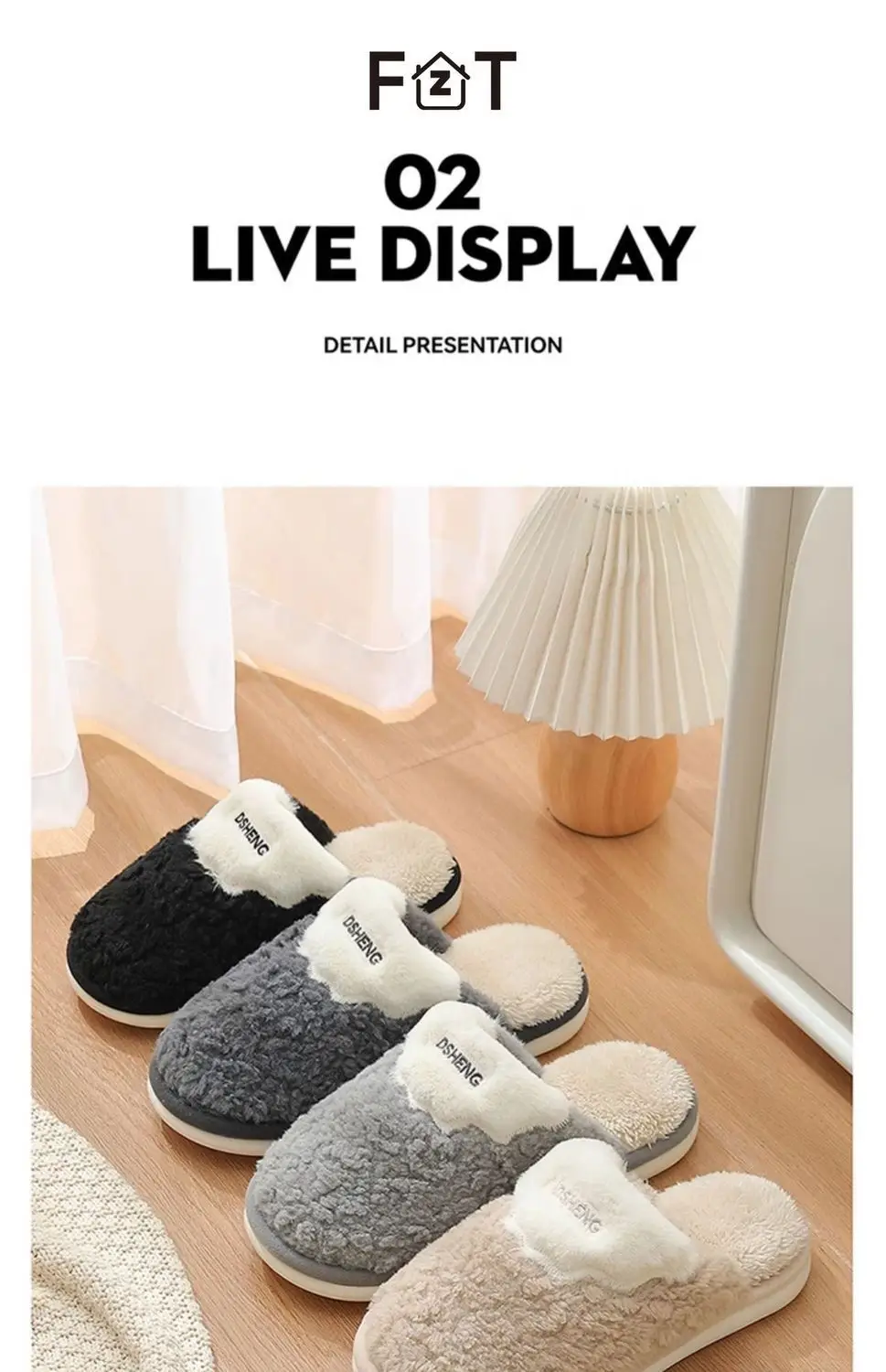 Fzt Cotton Slippers for Men Autumn and Winter 2025 New Indoor Home Warm Fleece-Lined Anti-Slip Anti-Odor Slippers for Men — feature 16