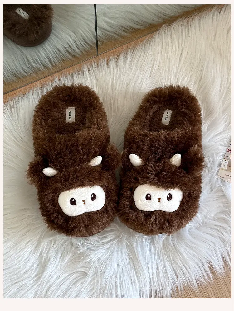 Cotton Slippers for Women, Autumn and Winter Indoor Home 2025 New Couple Cute Warm Furry Slippers for Women to Wear Outside — feature 8