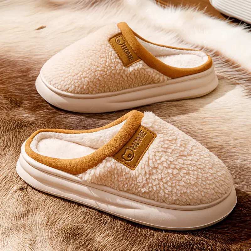 Couple Plush Cotton Slippers for Women in Winter, Thickeneded Home Non-Slip Warm Slippers, Indoor Home Slippers with Poop Feeling, Confinement Shoes - Image 6