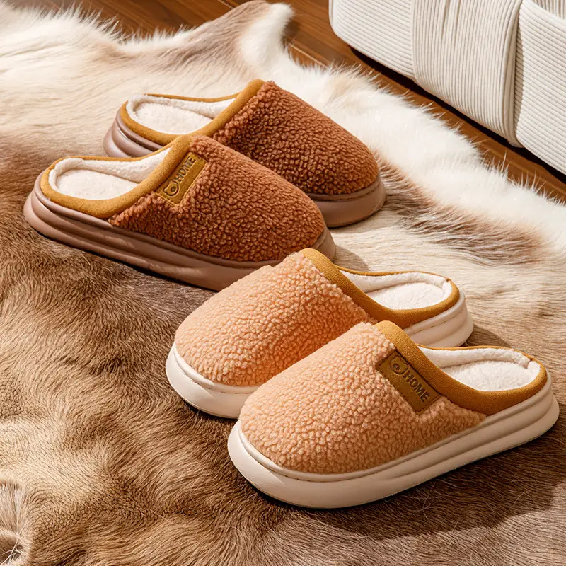 Couple Plush Cotton Slippers for Women in Winter, Thickeneded Home Non-Slip Warm Slippers, Indoor Home Slippers with Poop Feeling, Confinement Shoes - Image 8