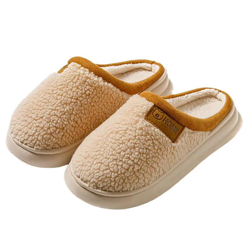 Couple Plush Cotton Slippers for Women in Winter, Thickeneded Home Non-Slip Warm Slippers, Indoor Home Slippers with Poop Feeling, Confinement Shoes - Image 9