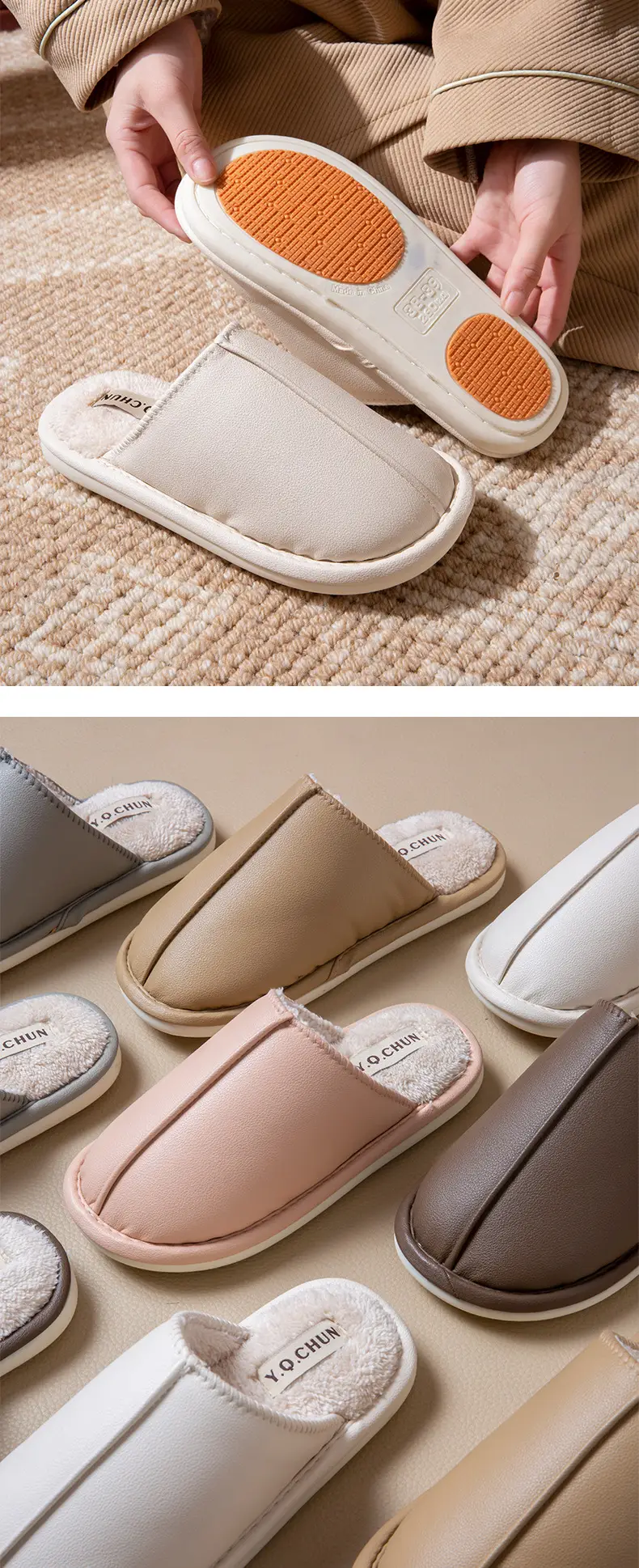 Silent Slippers Women Brown Cotton 2025 Indoor Use — feature 10