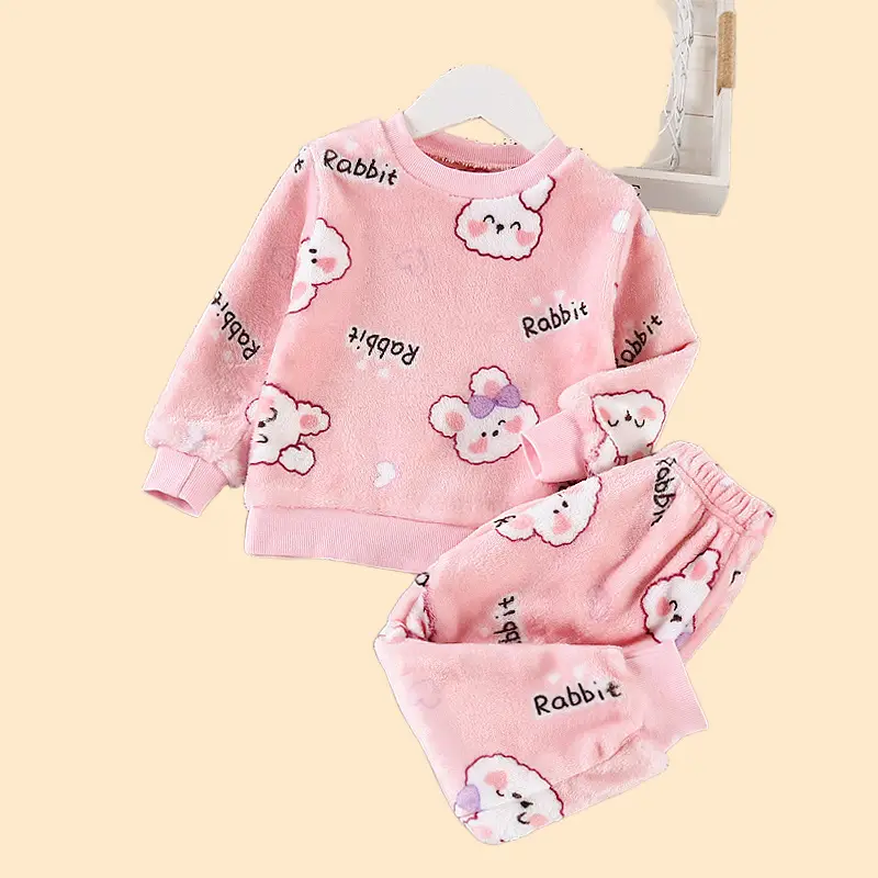 Boys' Flannel Pajamas Set, Baby Kidsren's Clothing, Kidsren's Fleece Clothes, Baby Autumn and Winter Hats, Bear Home Clothes