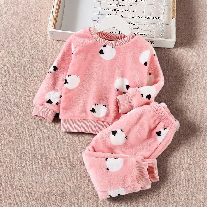 Boys' Flannel Pajamas Set, Baby Kidsren's Clothing, Kidsren's Fleece Clothes, Baby Autumn and Winter Hats, Bear Home Clothes — feature 11