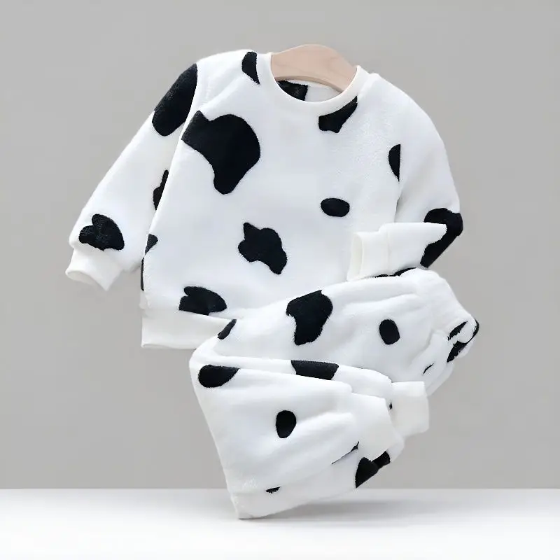Boys' Flannel Pajamas Set, Baby Kidsren's Clothing, Kidsren's Fleece Clothes, Baby Autumn and Winter Hats, Bear Home Clothes — feature 12