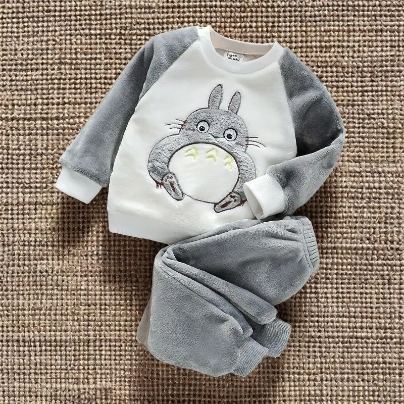 Boys' Flannel Pajamas Set, Baby Kidsren's Clothing, Kidsren's Fleece Clothes, Baby Autumn and Winter Hats, Bear Home Clothes — feature 14