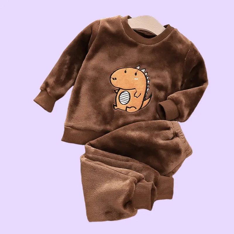 Boys' Flannel Pajamas Set, Baby Kidsren's Clothing, Kidsren's Fleece Clothes, Baby Autumn and Winter Hats, Bear Home Clothes — feature 2