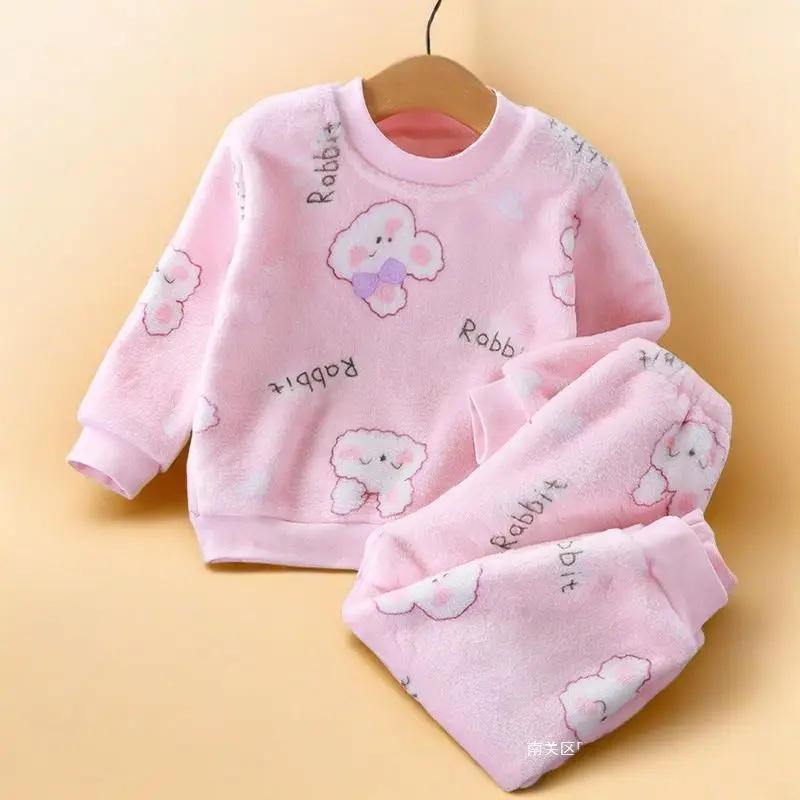 Boys' Flannel Pajamas Set, Baby Kidsren's Clothing, Kidsren's Fleece Clothes, Baby Autumn and Winter Hats, Bear Home Clothes — feature 6