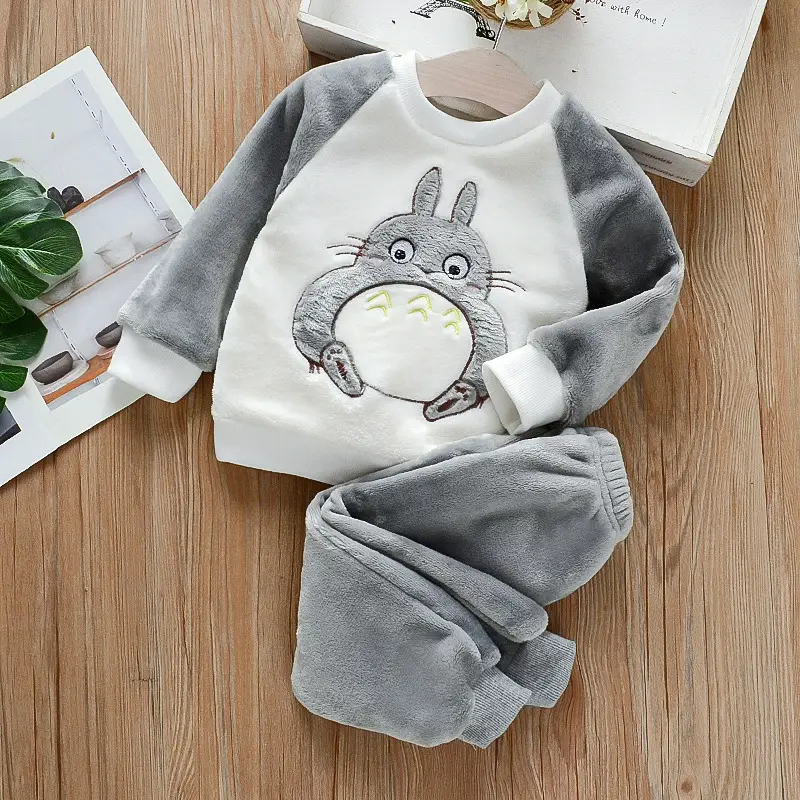 Boys' Flannel Pajamas Set, Baby Kidsren's Clothing, Kidsren's Fleece Clothes, Baby Autumn and Winter Hats, Bear Home Clothes