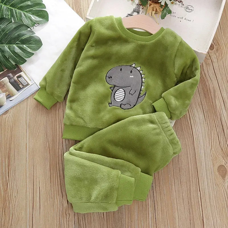Boys' Flannel Pajamas Set, Baby Kidsren's Clothing, Kidsren's Fleece Clothes, Baby Autumn and Winter Hats, Bear Home Clothes