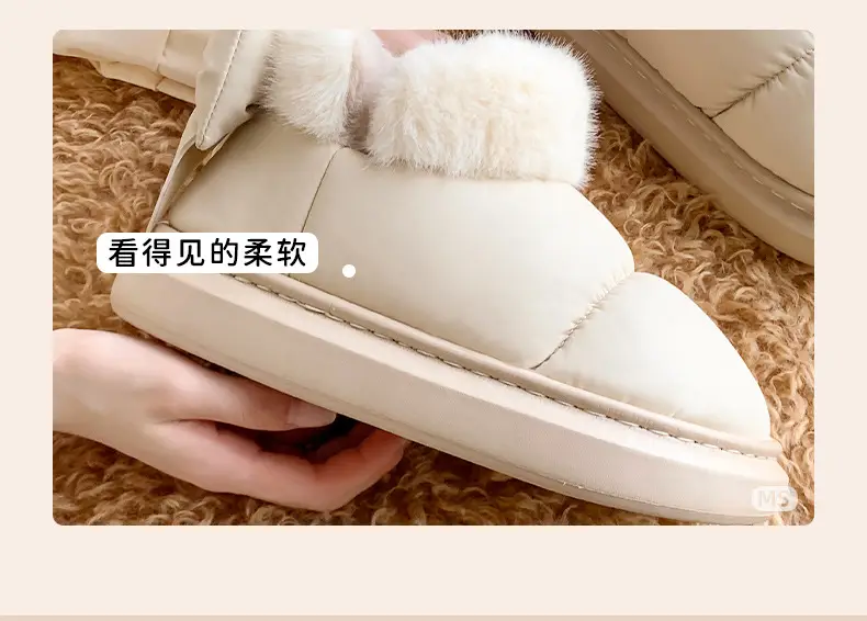 Source Factory New Winter Women's Shoes, High-Top Thick-Soled Bow-Knot Cotton Shoes, Snow Boots, Fleece-Lined, Warm and Breathable Cotton Slippers — feature 12