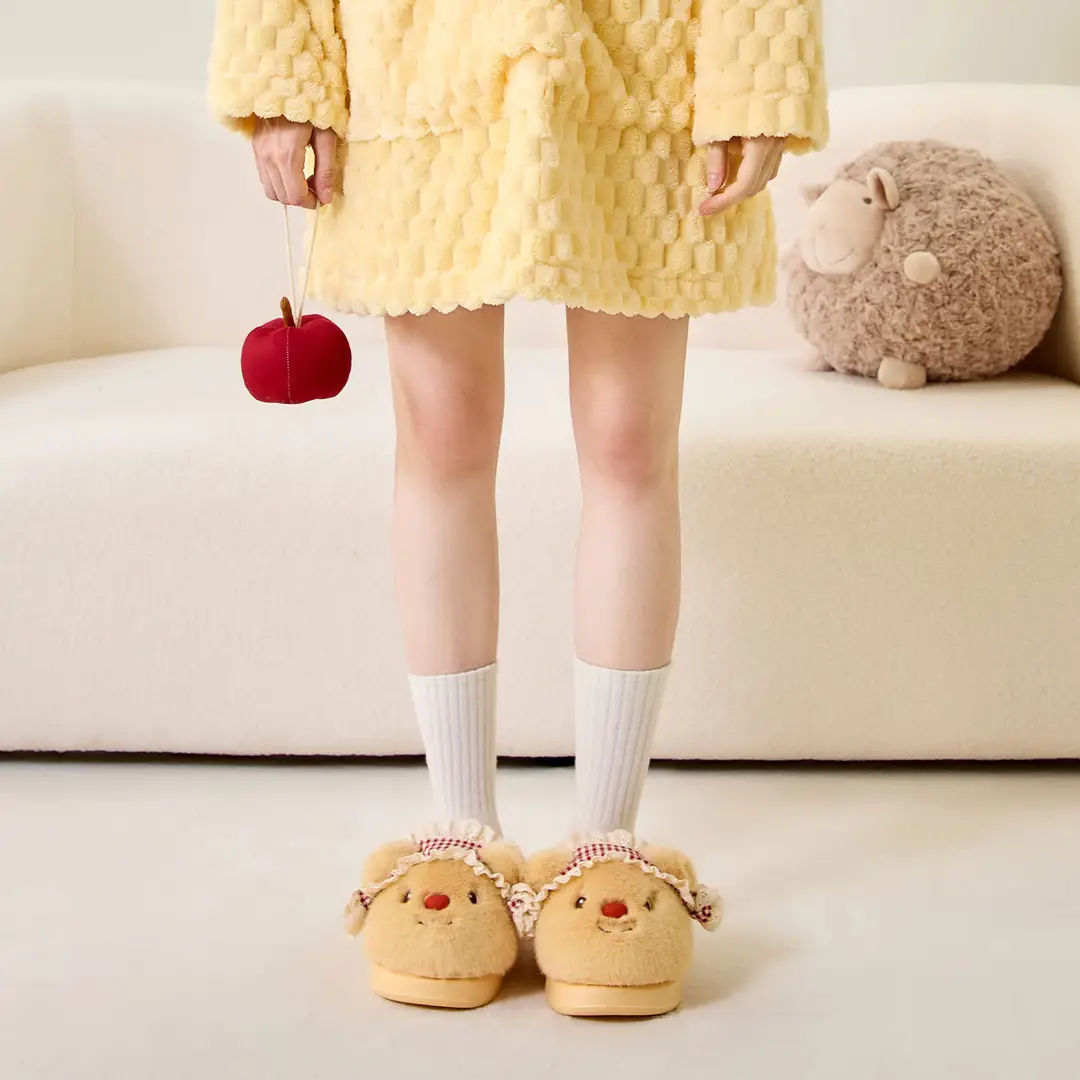 Tiktok Popular Bear-Shaped Cotton Slippers for Women, Autumn and Winter Home Warm Plush Slippers, Winter Indoor Home Plush Slippers - Image 14