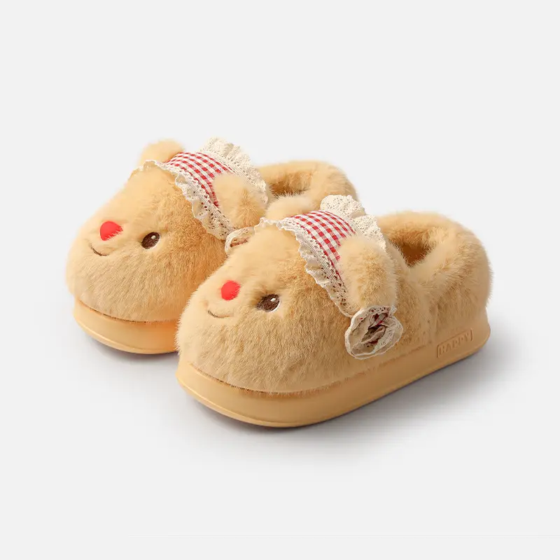 Tiktok Popular Bear-Shaped Cotton Slippers for Women, Autumn and Winter Home Warm Plush Slippers, Winter Indoor Home Plush Slippers - Image 4