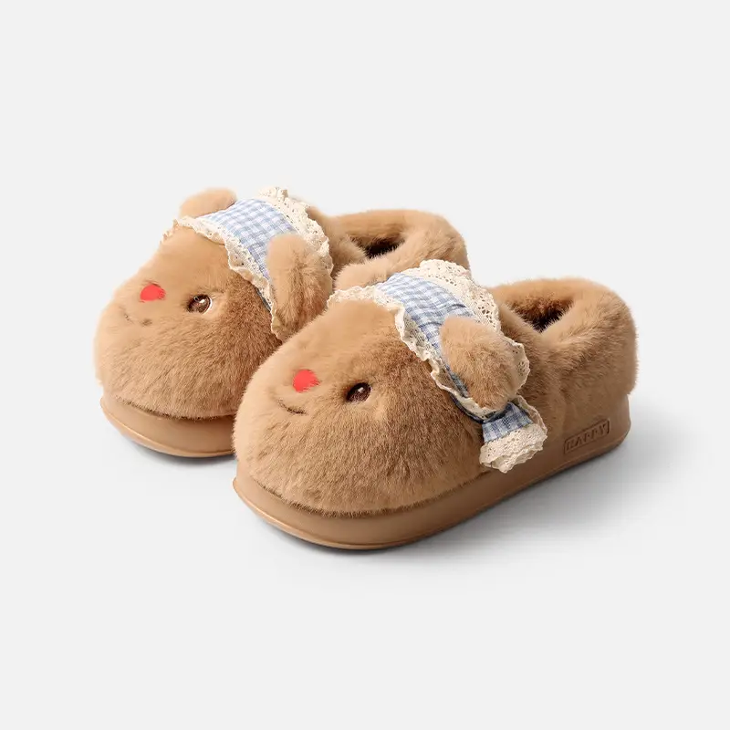 Tiktok Popular Bear-Shaped Cotton Slippers for Women, Autumn and Winter Home Warm Plush Slippers, Winter Indoor Home Plush Slippers - Image 6