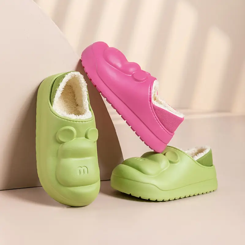 Bear Waterproof Cotton Slippers for Women, Plush Thick-Soled Slippers with a Soft Sole, Warm and Non-Slip for Postpartum Use, Suitable for Outdoor Wear - Image 6