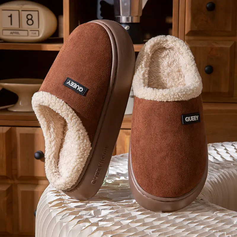 Women's Winter 2026 New Style Home Indoor Thick-Soled Warm Non-Slip Plush Slippers for Men - Image 4