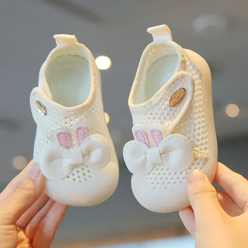 White Bow Baby Shoes for Girls 1-3Yr Soft Sole