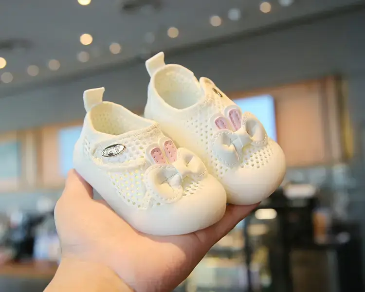 White Bow Baby Shoes for Girls 1-3Yr Soft Sole — feature 3
