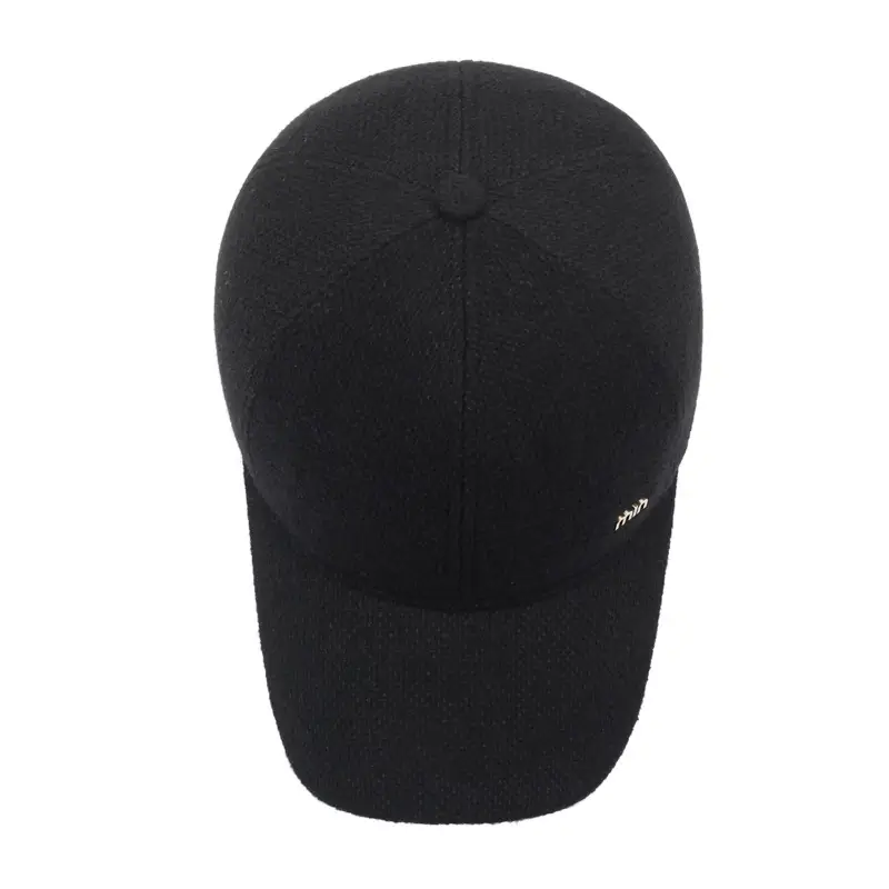 Men's Black Wool Cap with Thickened Ear Protection - Image 7