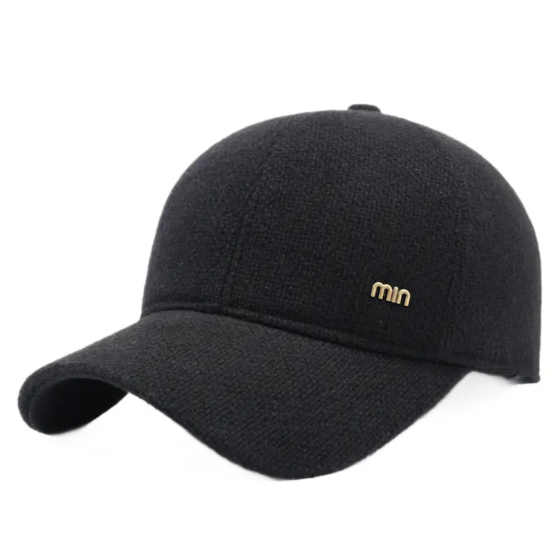Men's Black Wool Cap with Thickened Ear Protection - Image 8
