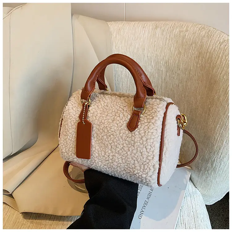 Brown Plush Boston Crossbody Bag for Women — feature 12