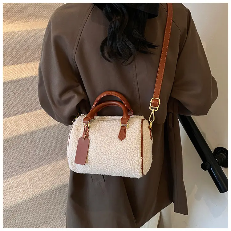 Brown Plush Boston Crossbody Bag for Women — feature 20
