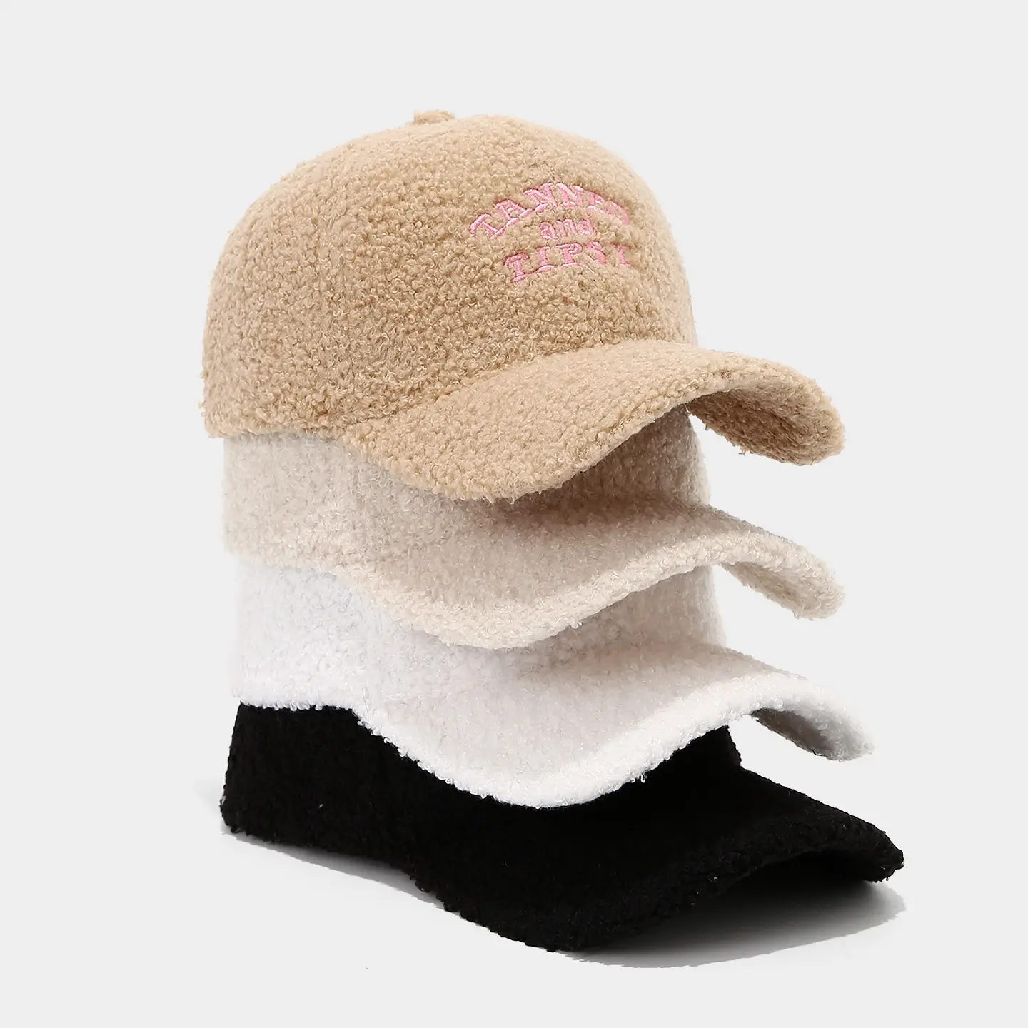 Women Warm Embroidered Baseball Cap Pink Letter